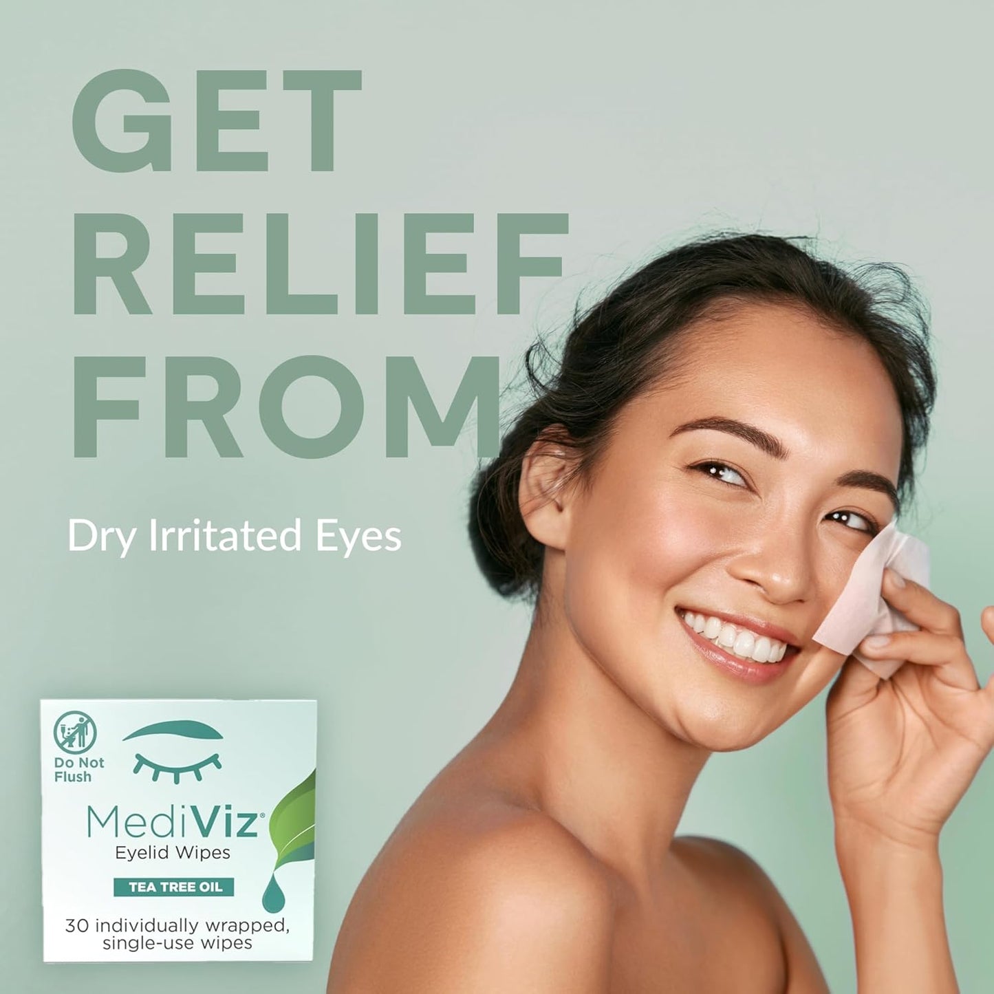 Tea Tree Eyelid Cleanser Wipes – 30 Single-Use Towelettes – Eyelash & Eyelid Wipes for Soothing Dry Eye Irritation, Demodex Removal & More
