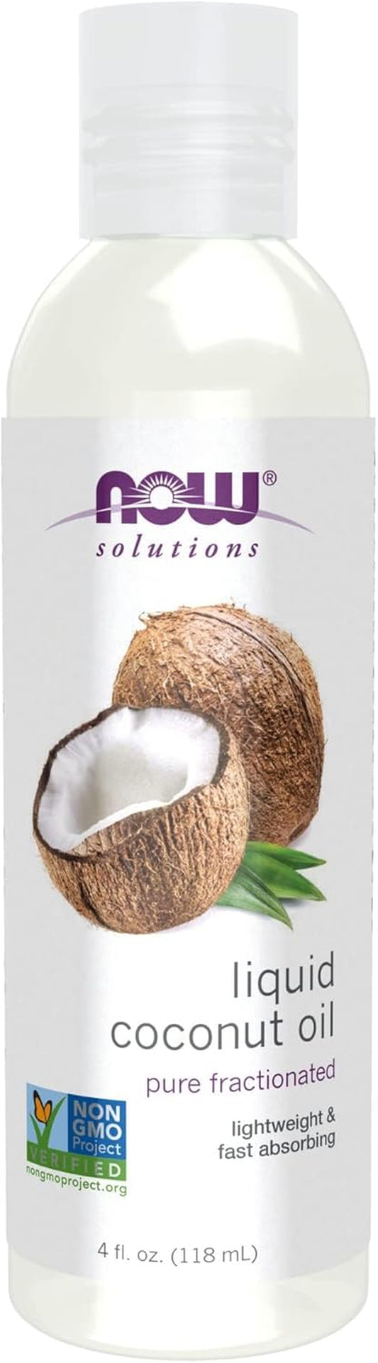 NOW Solutions, Liquid Coconut Oil, Light and Nourishing, Promotes Healthy-Looking Skin and Hair, 4-Ounce